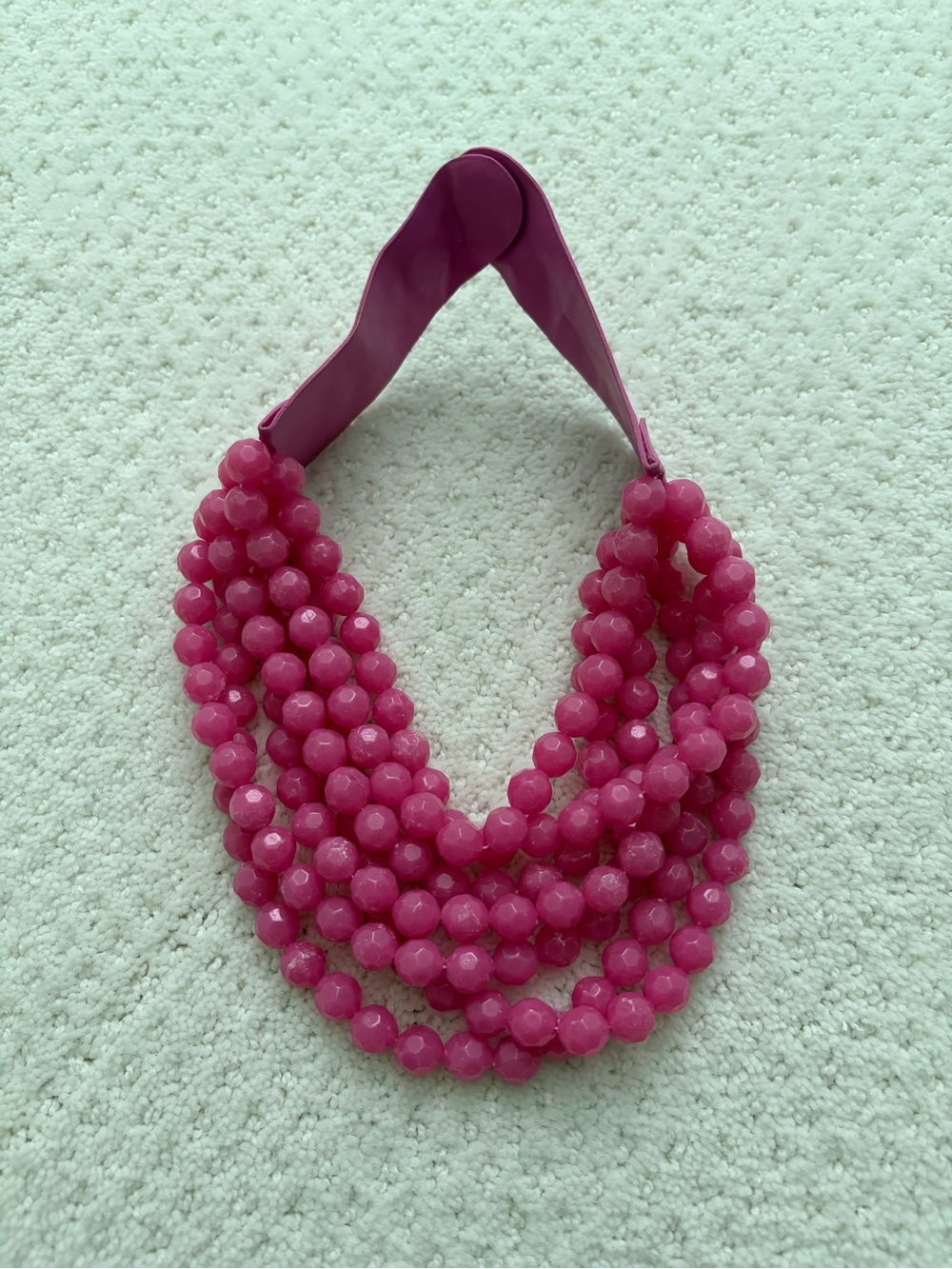 ERIN MCDERMOTT Multi-Strand Pink Beaded Statement Necklace Magnetic Close